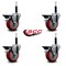 Service Caster 4'' Red Poly Swivel 3/4'' Expanding Stem Caster Set with Brake, 4PK SCC-EX20S414-PPUB-RED-PLB-34-4 - alternate 3